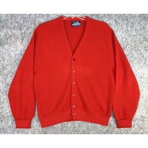 Vtg Arnold Palmer Robert Bruce Red Men’s Acrylic Cardigan Sweater Grandpa L